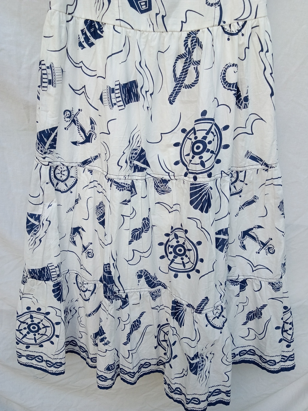Moon River White and Navy Nautical Tie-Front Maxi Dress - Picture 5 of 6